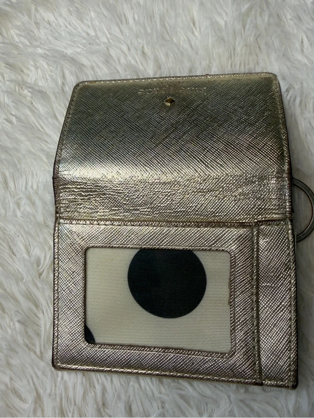 kate spade metallic gold compact trifold wallet